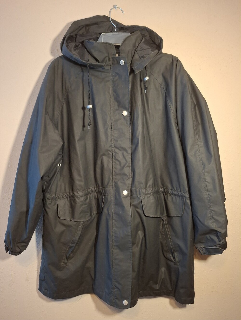 Women’s Black Hooded Rain Jacket - Classic Waterproof Coat